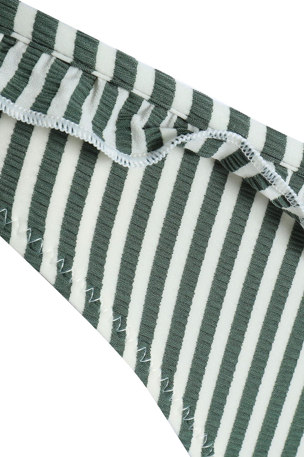 SOLID & STRIPED Ruffle-trimmed striped seersucker low-rise bikini briefs