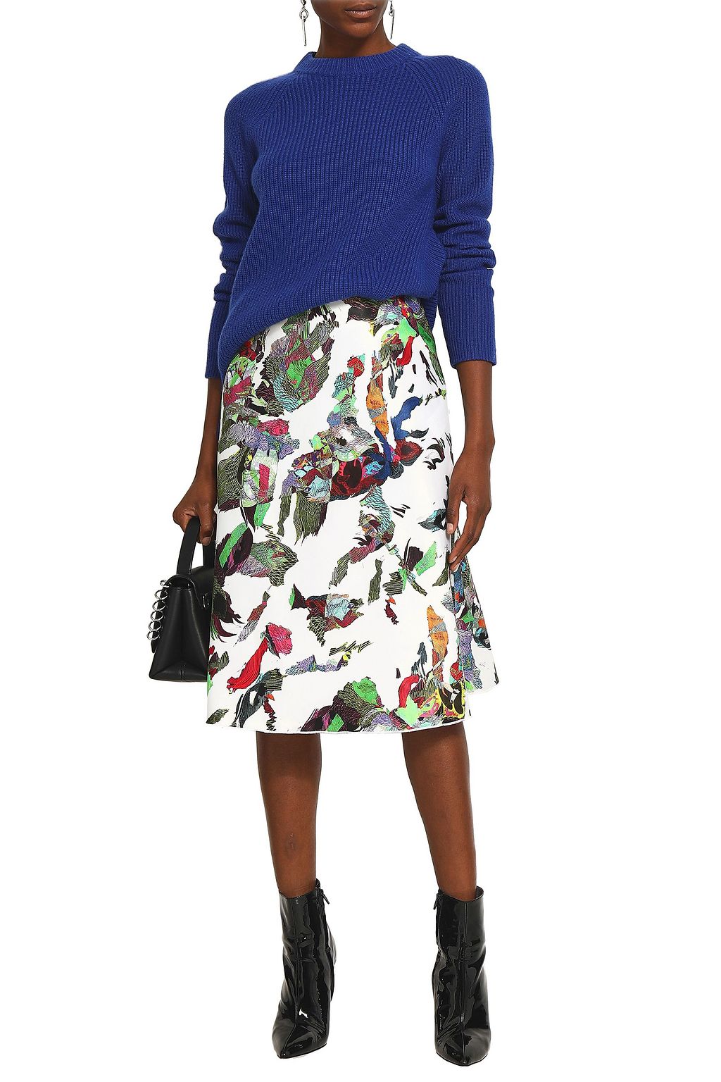 VERSUS VERSACE Printed satin midi skirt