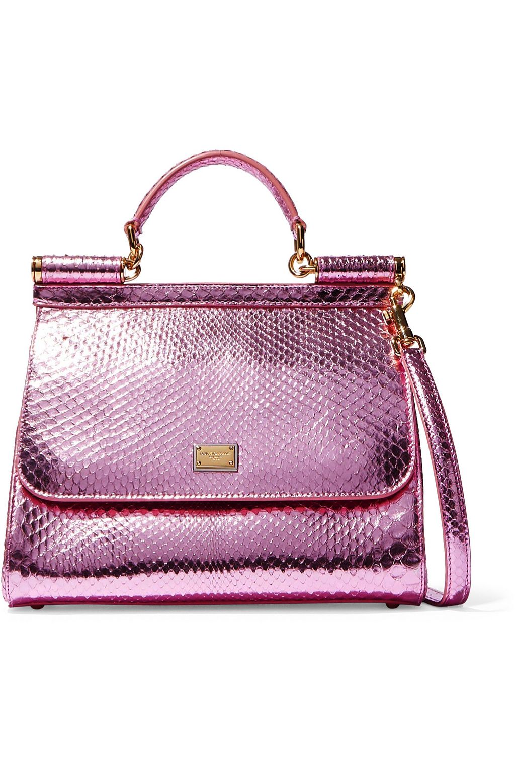 DOLCE&GABBANA Sicily metallic python shoulder bag