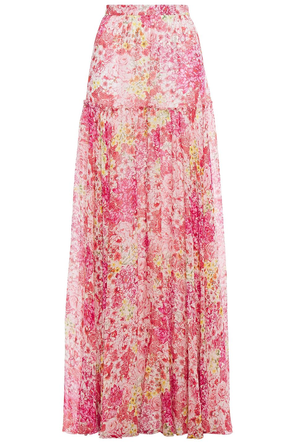 pink silk maxi skirt