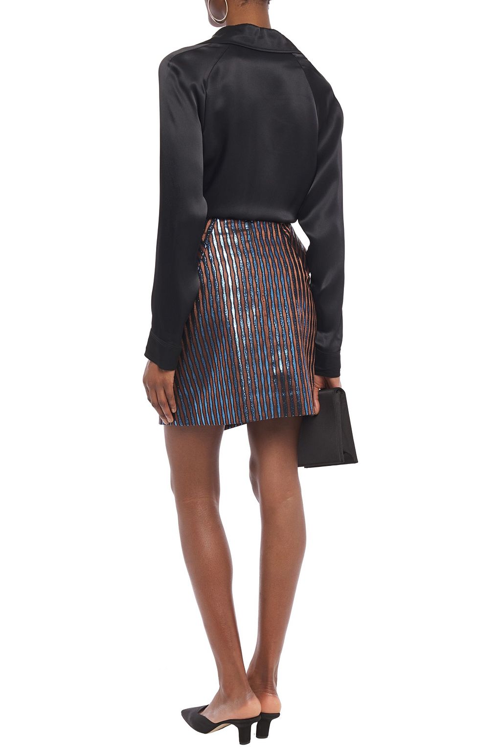 CARVEN Layered metallic jacquard mini skirt