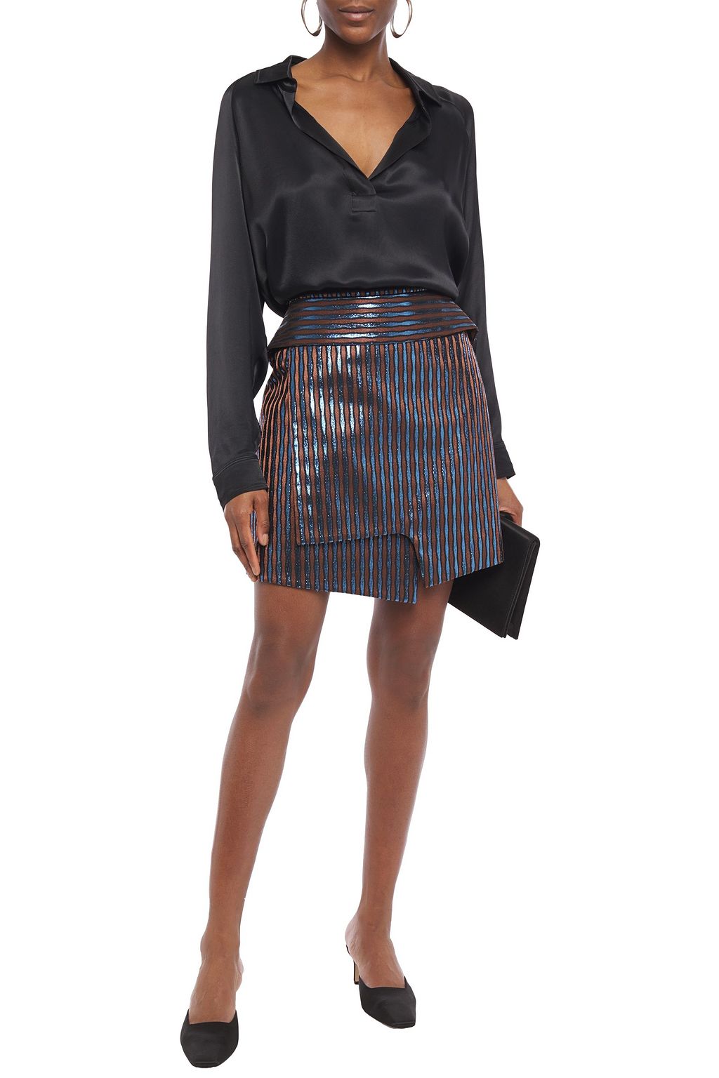 CARVEN Layered metallic jacquard mini skirt