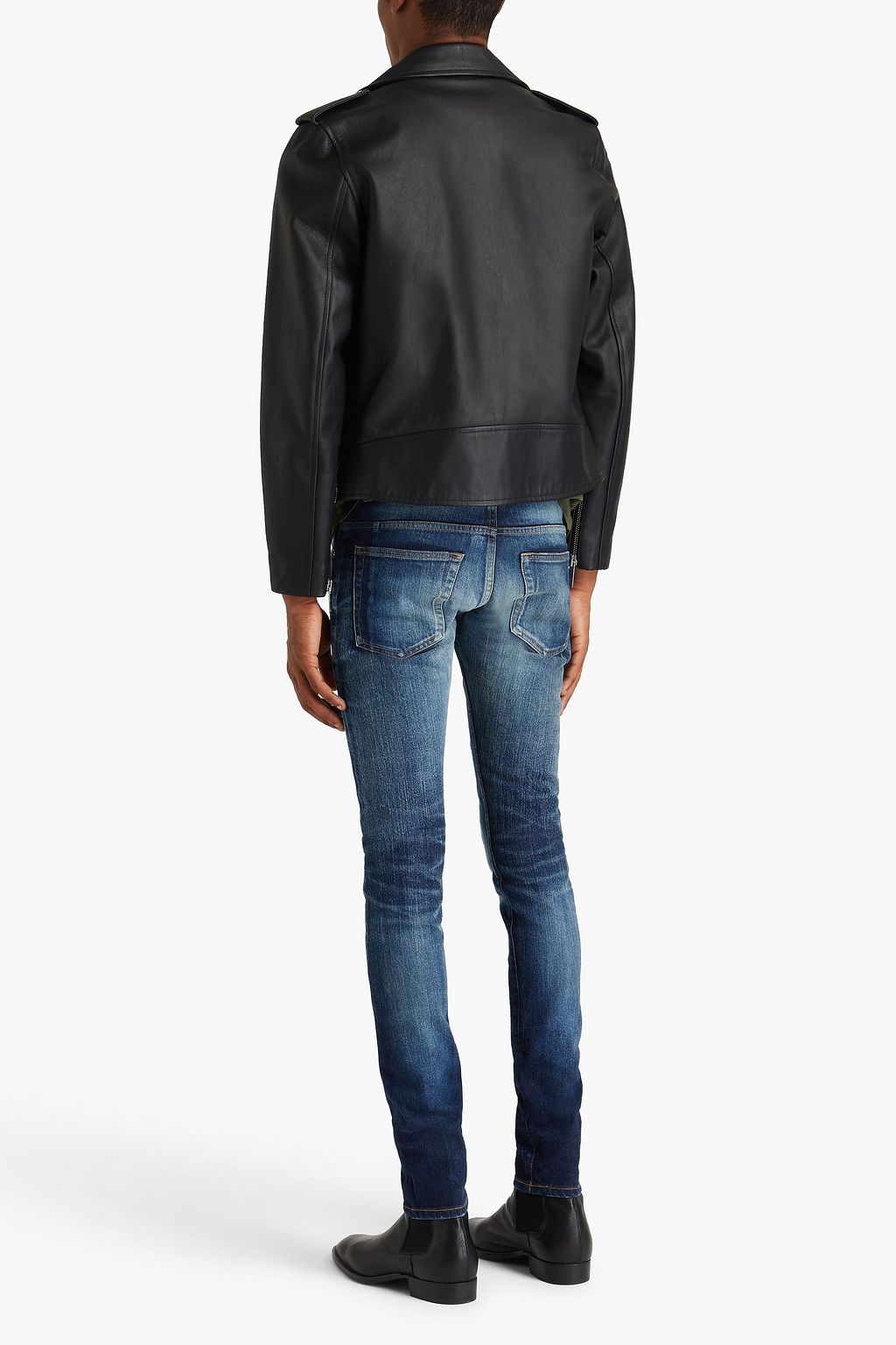 BALMAIN Skinny-fit distressed faded denim jeans