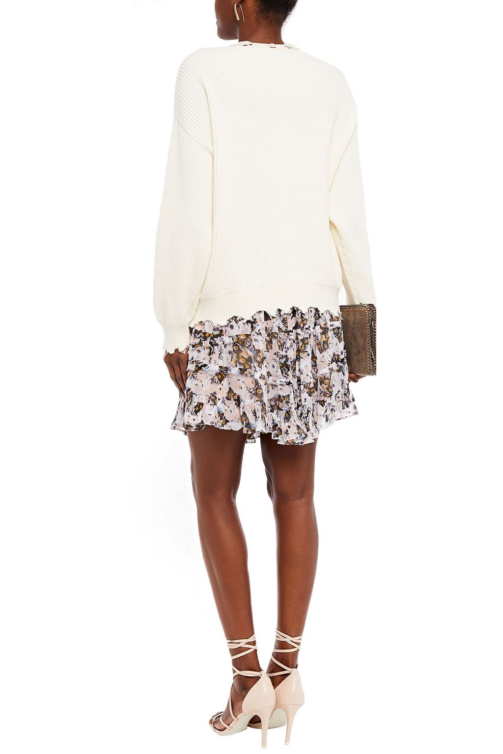IRO Shoree distressed ribbed cotton and cashmere-blend sweater