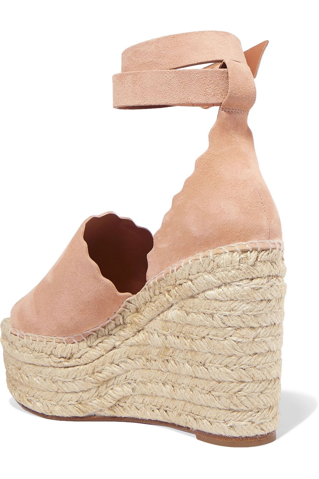 CHLOÉ Lauren scalloped suede espadrille wedge sandals