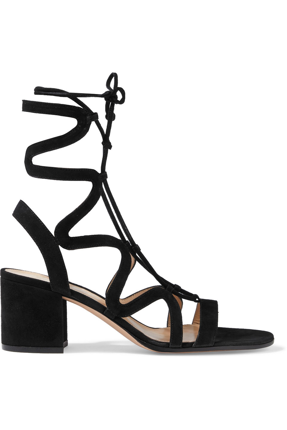 Gianvito Rossi Woman Artemis 60 Lace-up Suede Sandals Black Size 40
