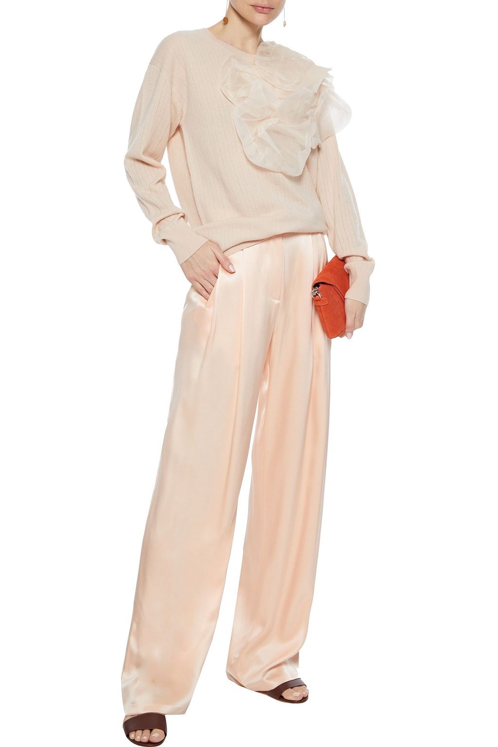 SIES MARJAN Awa silk organza-appliquéd wool-blend sweater