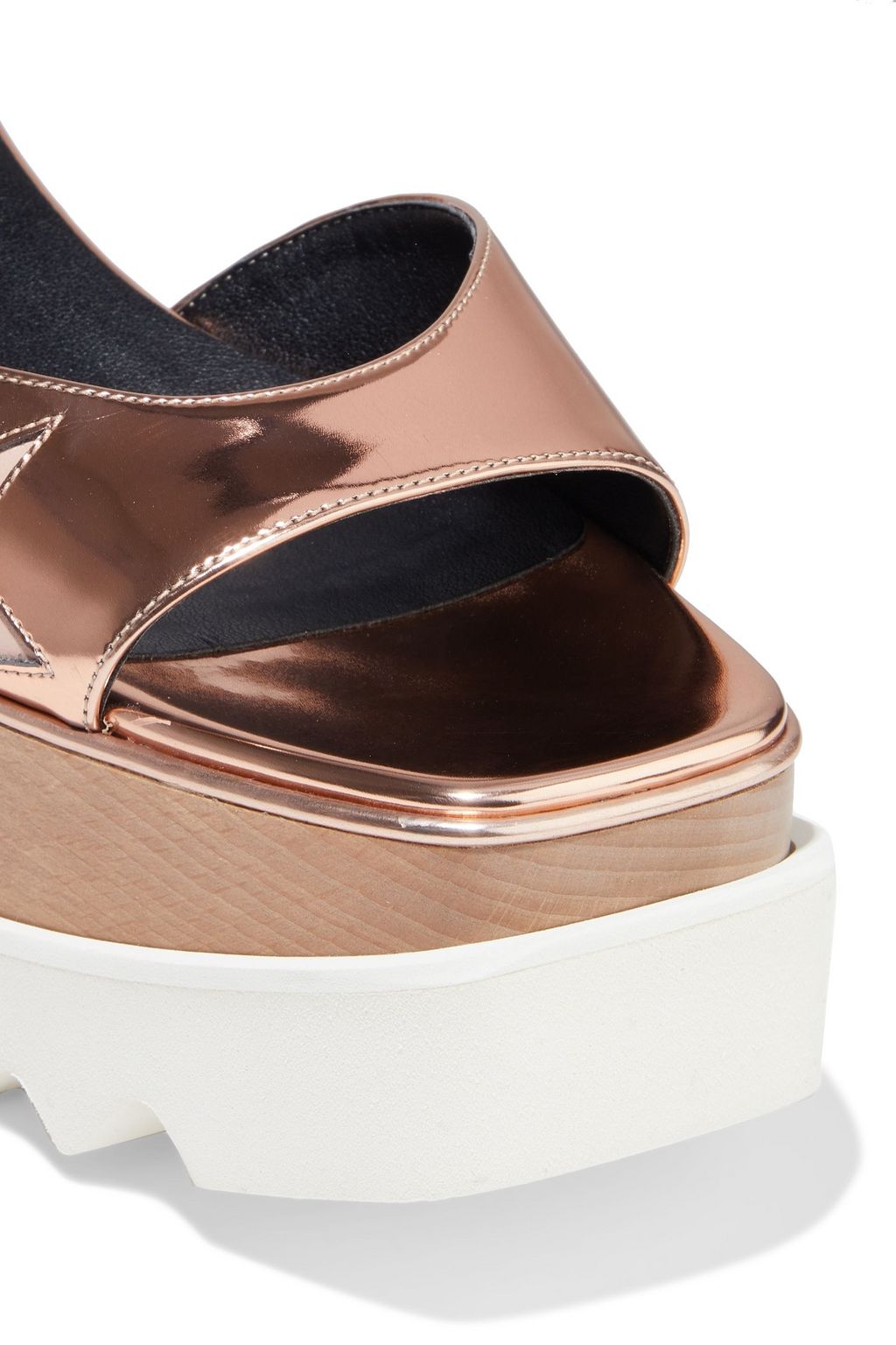 STELLA MCCARTNEY Indium Elyse Star cutout faux mirrored-leather platform sandals