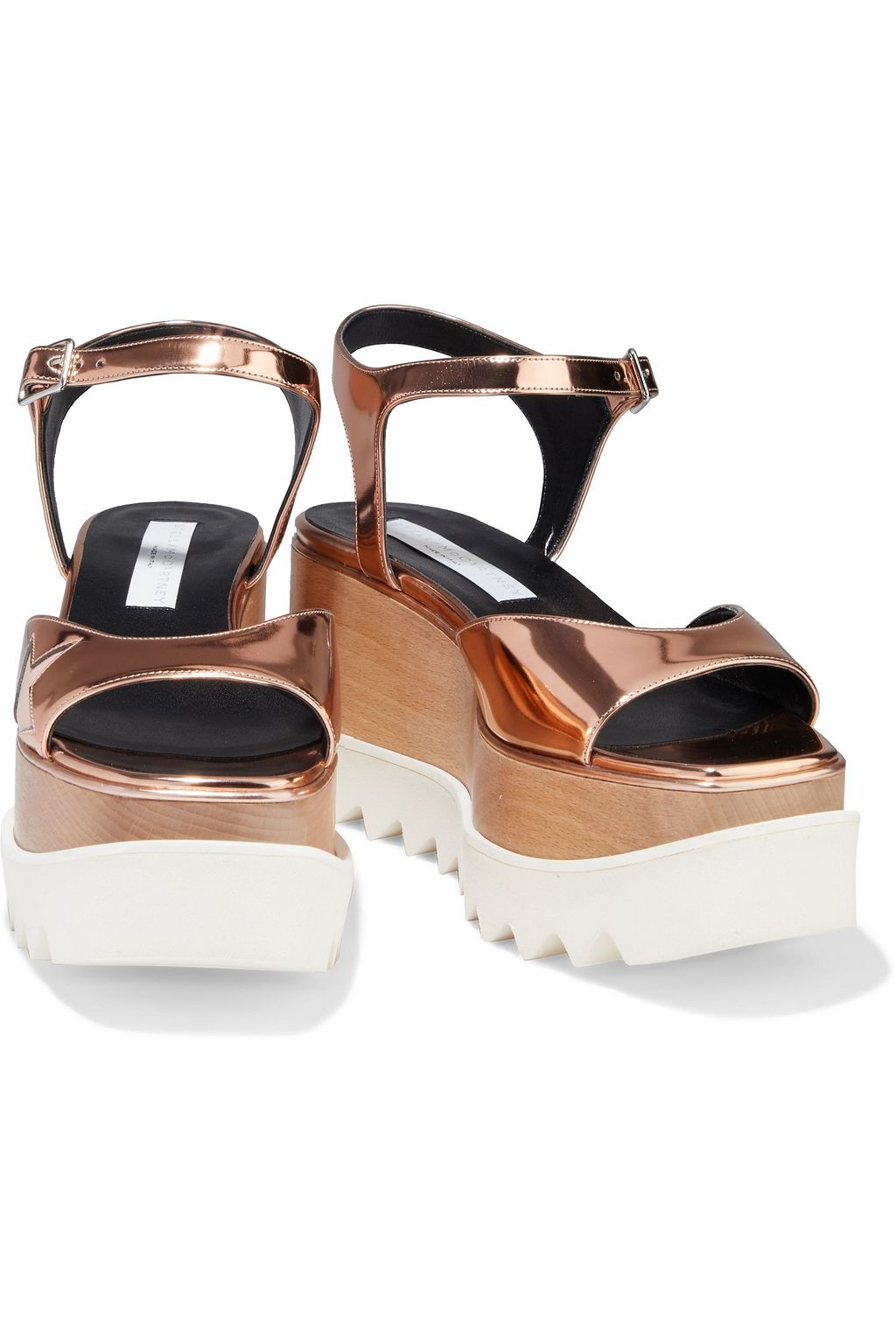 STELLA MCCARTNEY Indium Elyse Star cutout faux mirrored-leather platform sandals