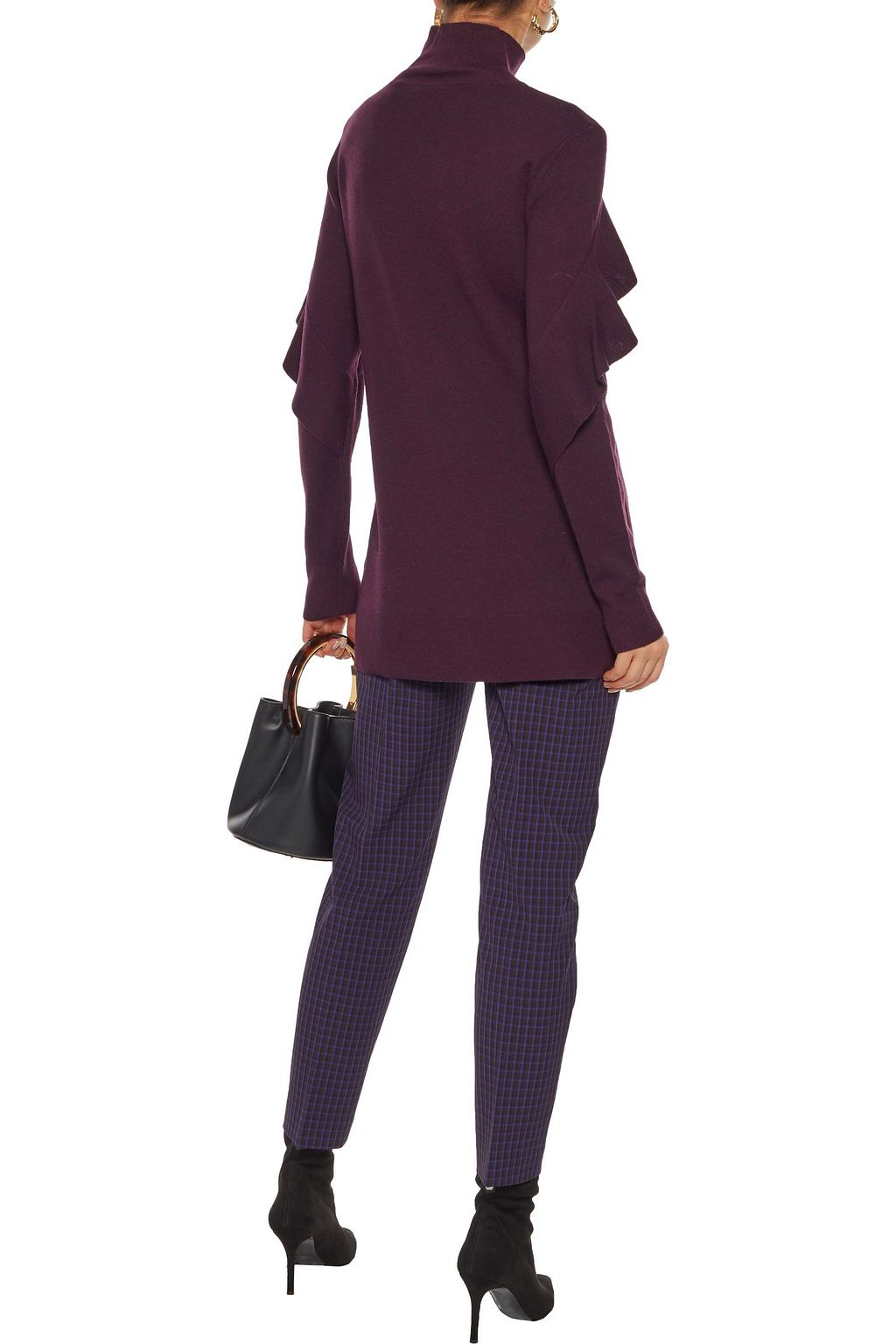 ELIE TAHARI Marcia cropped checked twill slim-leg pants