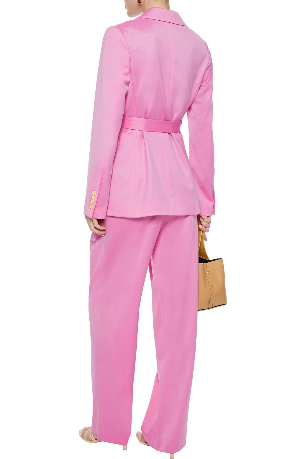 SIES MARJAN Terry belted satin-trimmed wool-twill blazer