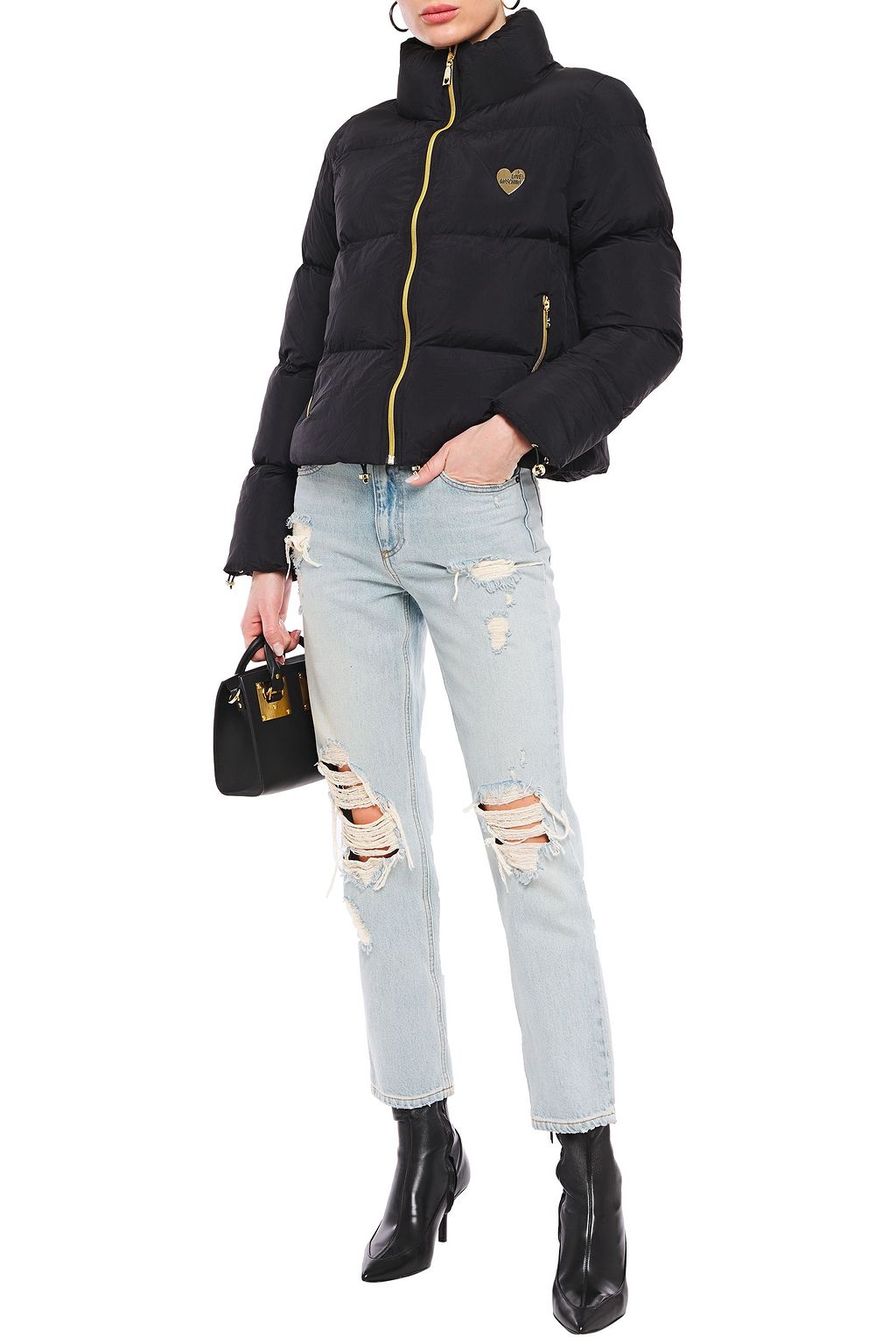 LOVE MOSCHINO Appliquéd quilted shell jacket