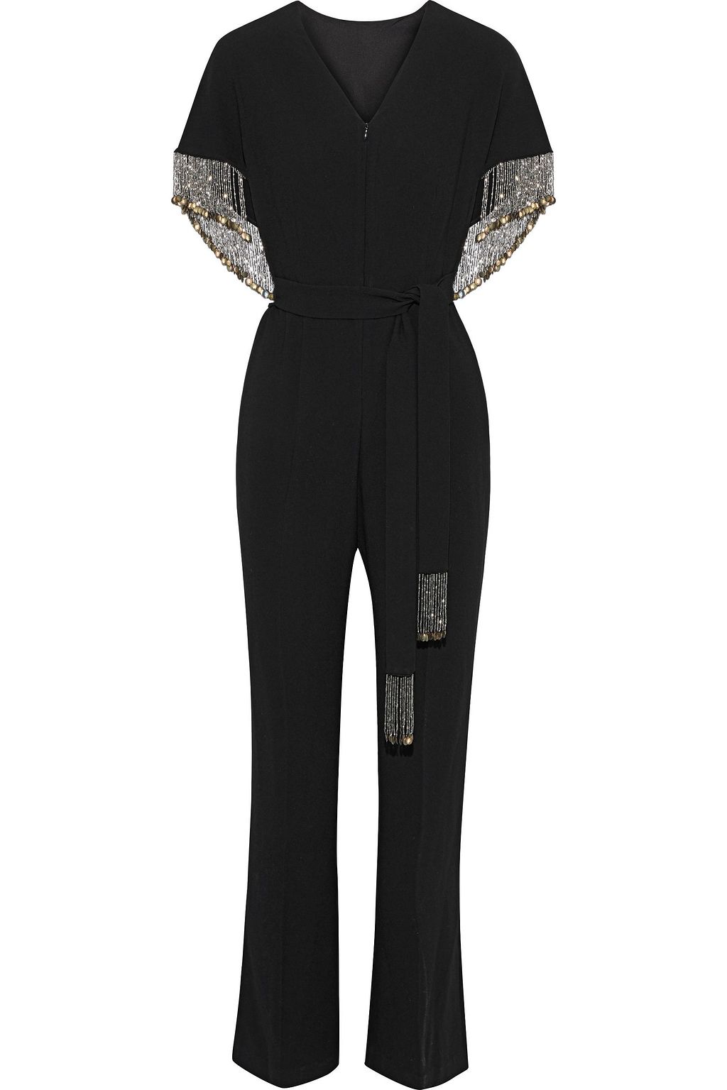 crepe jumpsuit with cape
