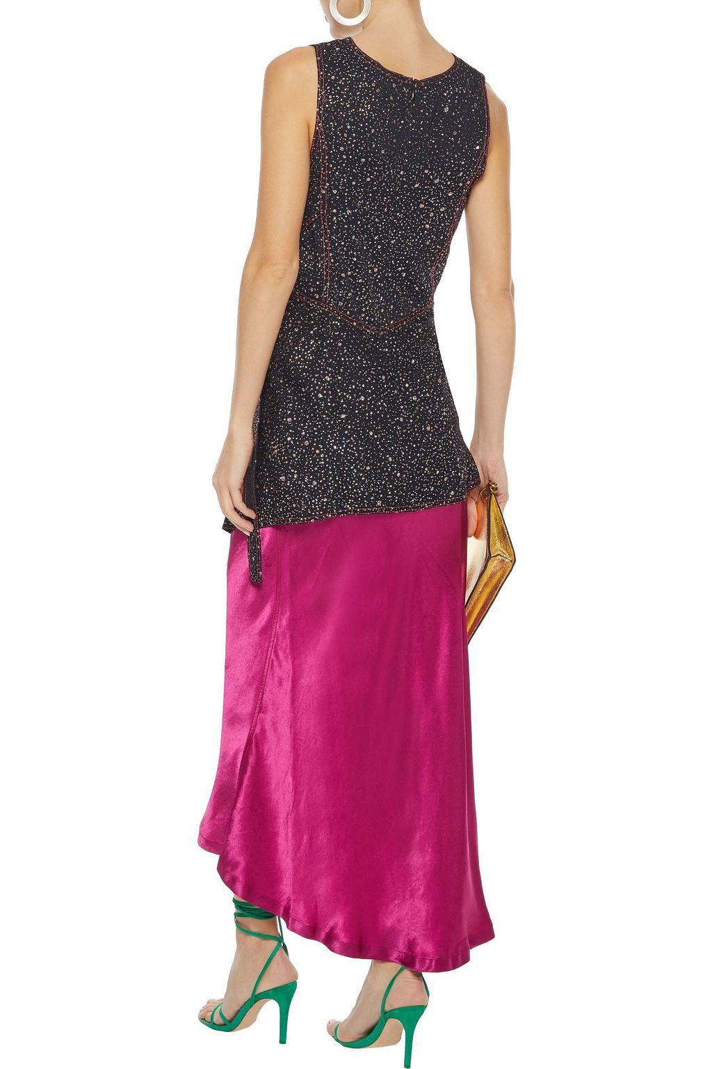 SIES MARJAN Genevieve asymmetric glittered crepe top