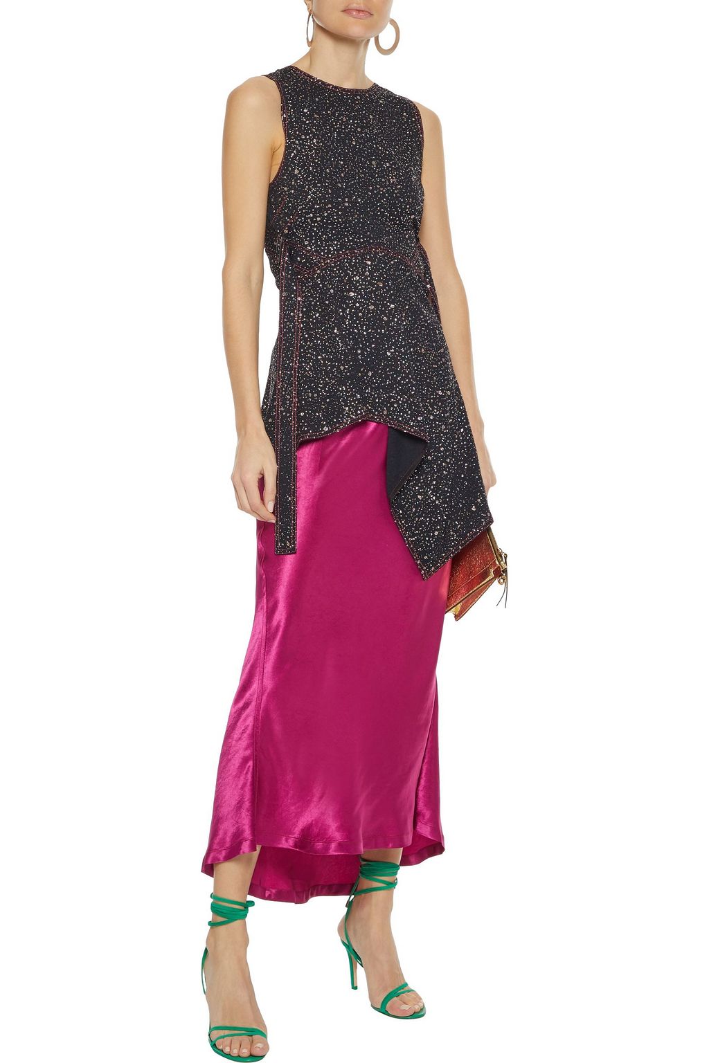 SIES MARJAN Genevieve asymmetric glittered crepe top