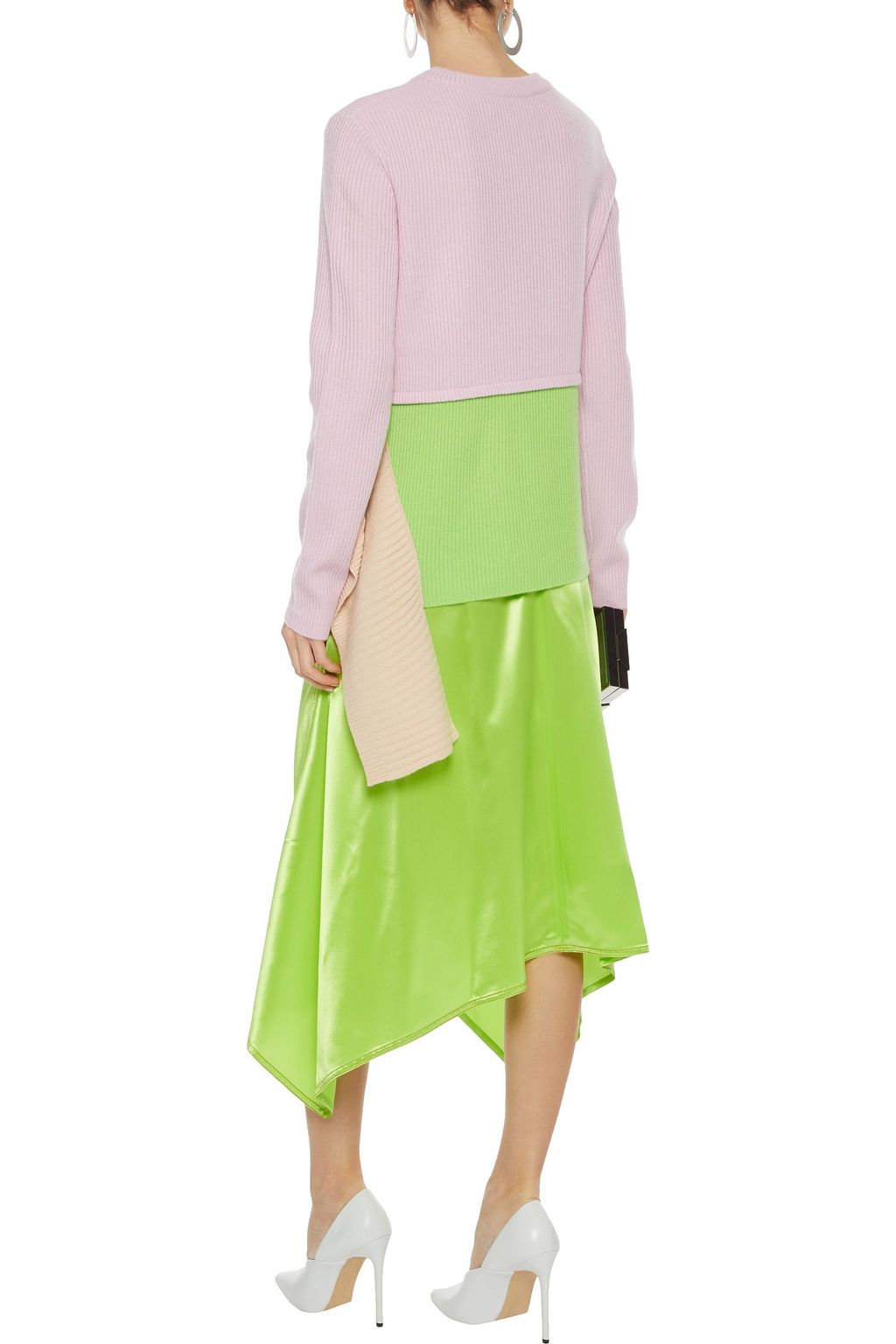 SIES MARJAN Darby asymmetric satin midi skirt