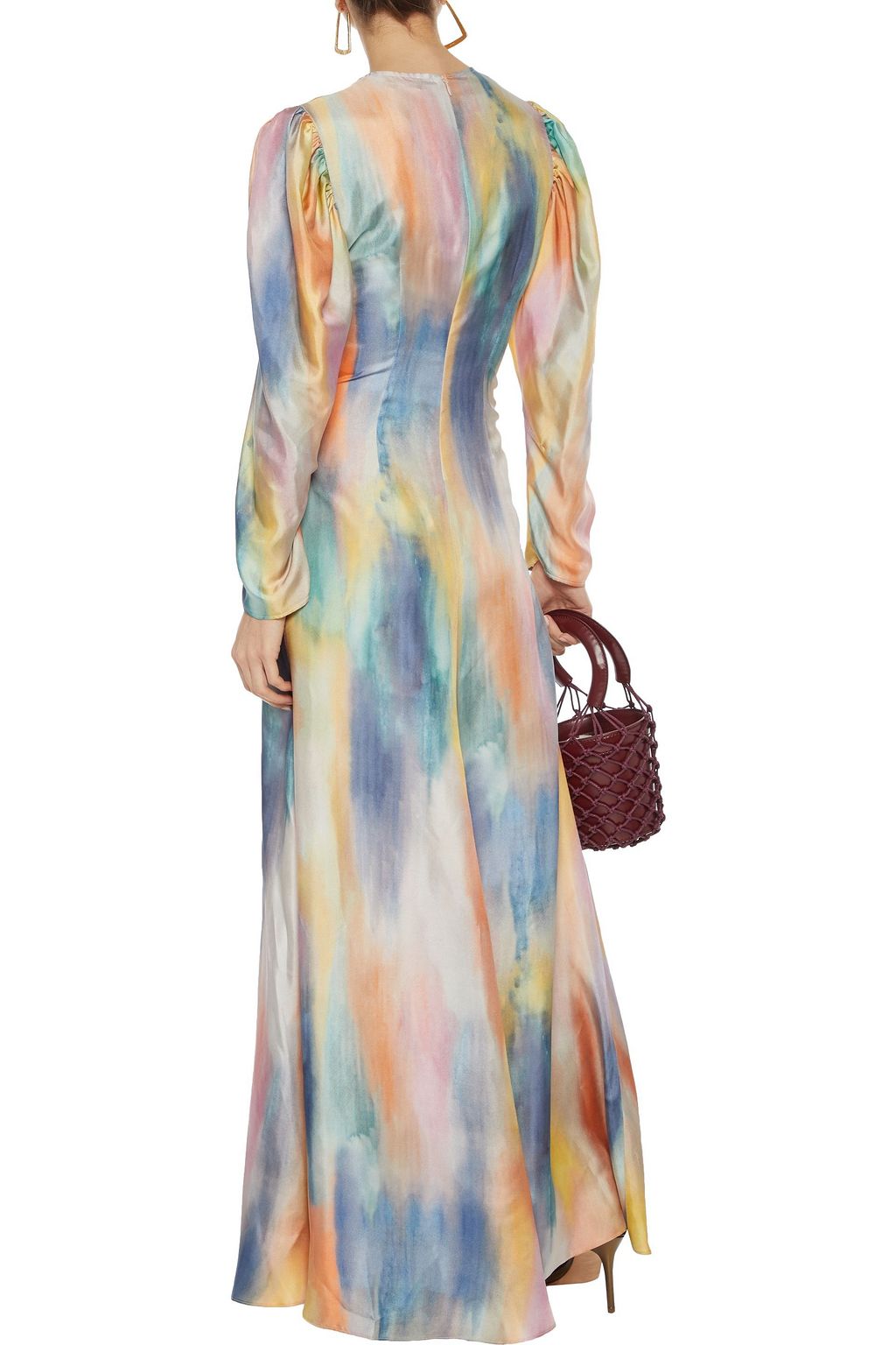SIES MARJAN Virginia pintucked tie-dyed silk-twill maxi dress