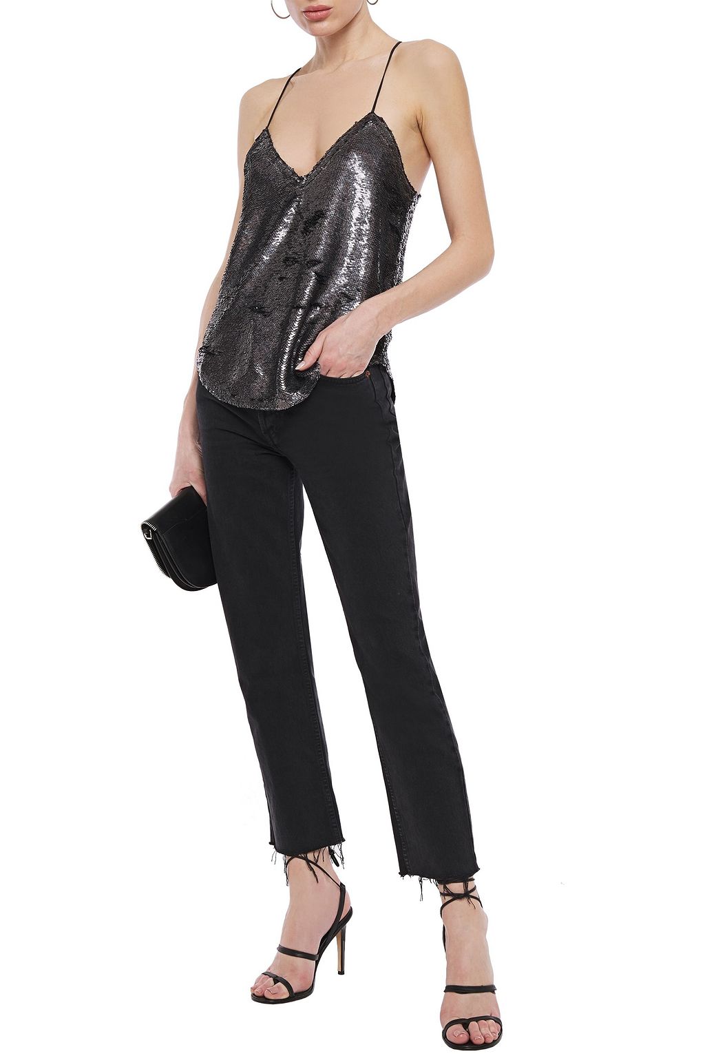 IRO Sequined mesh camisole