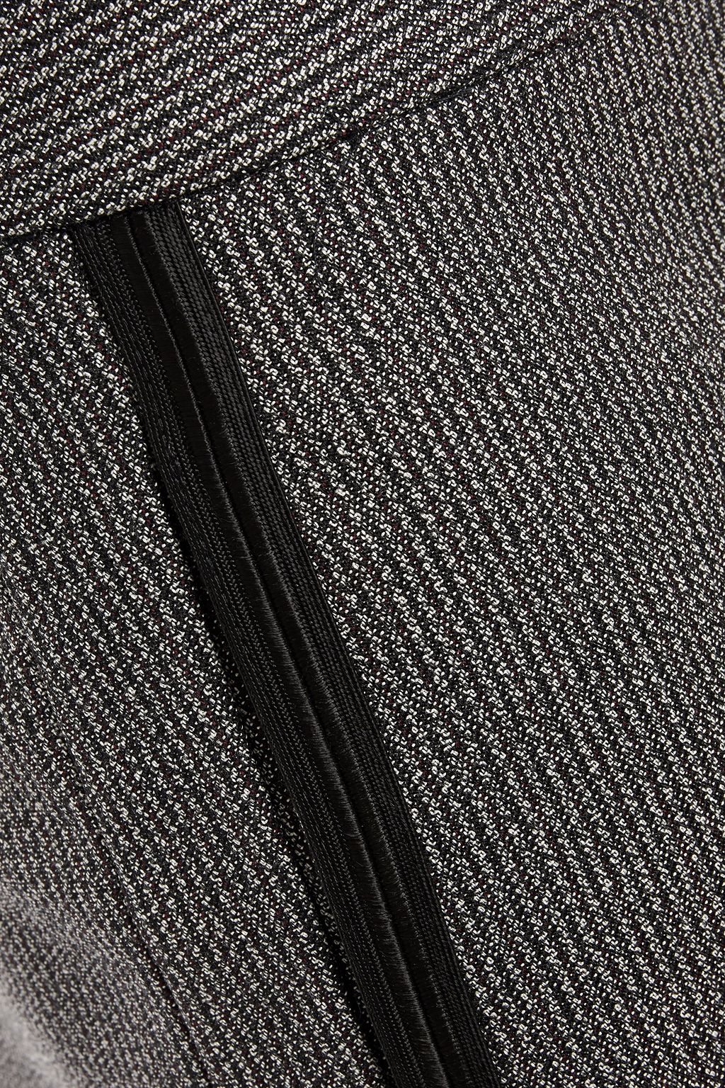 STELLA MCCARTNEY Layered striped bouclé-jacquard wool and cotton-blend straight-leg pants