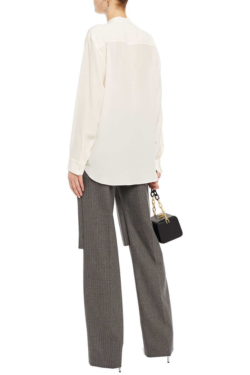 STELLA MCCARTNEY Layered striped bouclé-jacquard wool and cotton-blend straight-leg pants