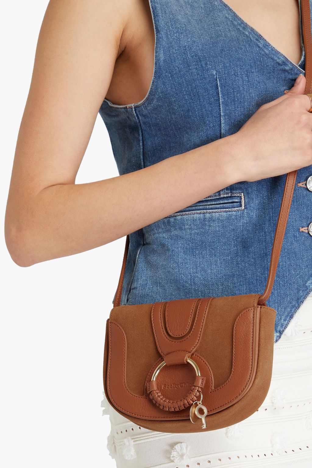 SEE BY CHLOÉ Mini Hana suede and pebbled-leather cross-body bag