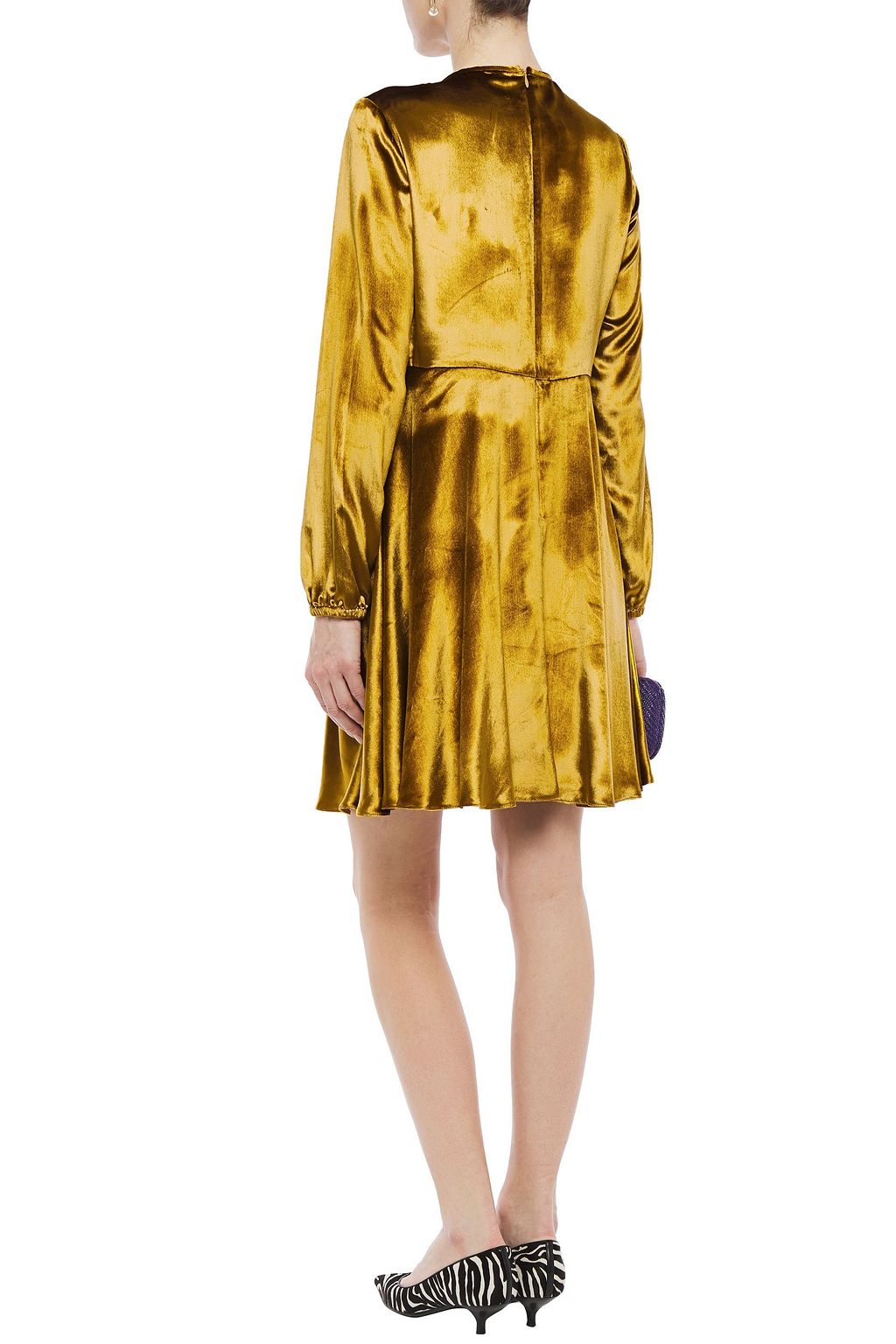 REDVALENTINO فستان قصير من المخمل بتصميم مزموم