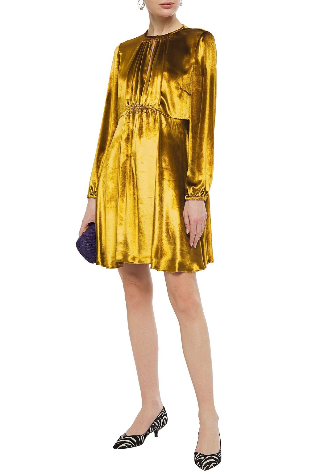 REDVALENTINO فستان قصير من المخمل بتصميم مزموم
