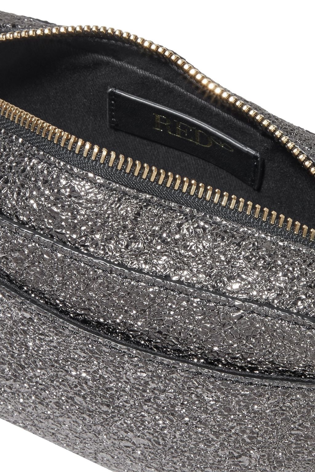 RED(V) Shinyred metallic cracked-leather shoulder bag