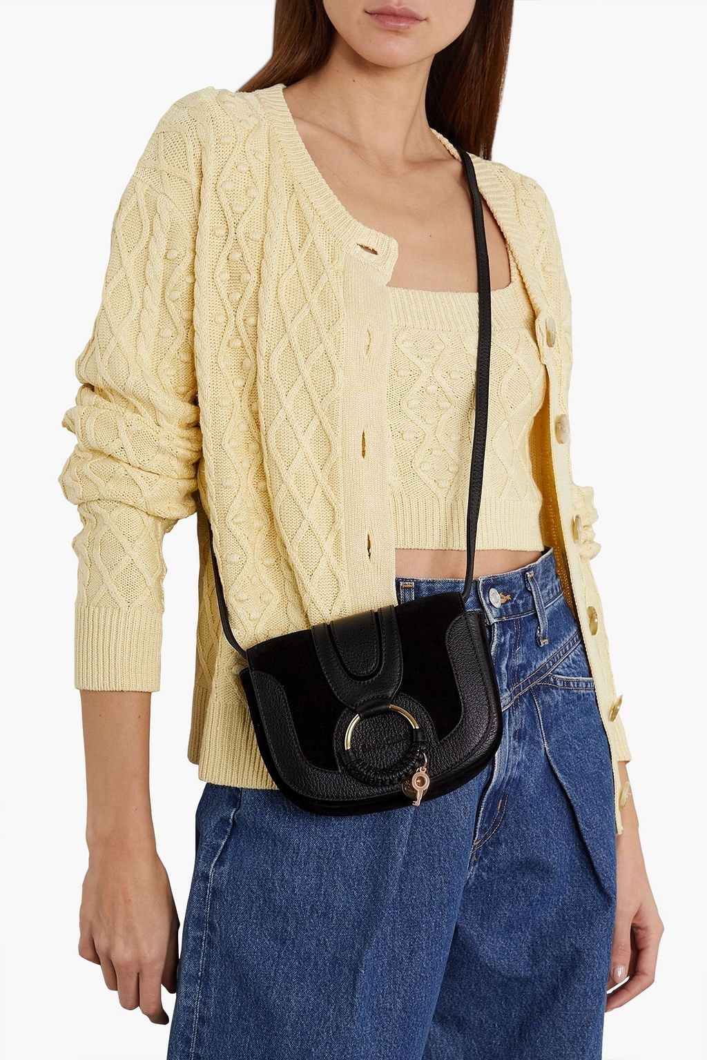 SEE BY CHLOÉ Mini Hana suede and pebbled-leather cross-body bag