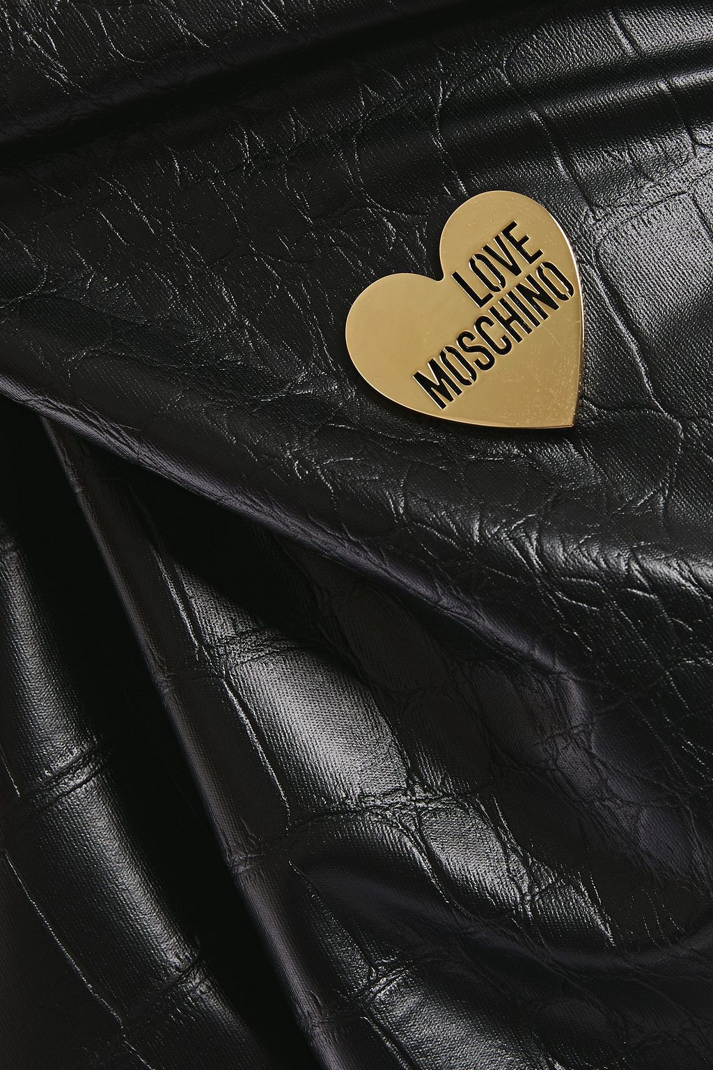 LOVE MOSCHINO Appliquéd faux croc-effect leather mini dress