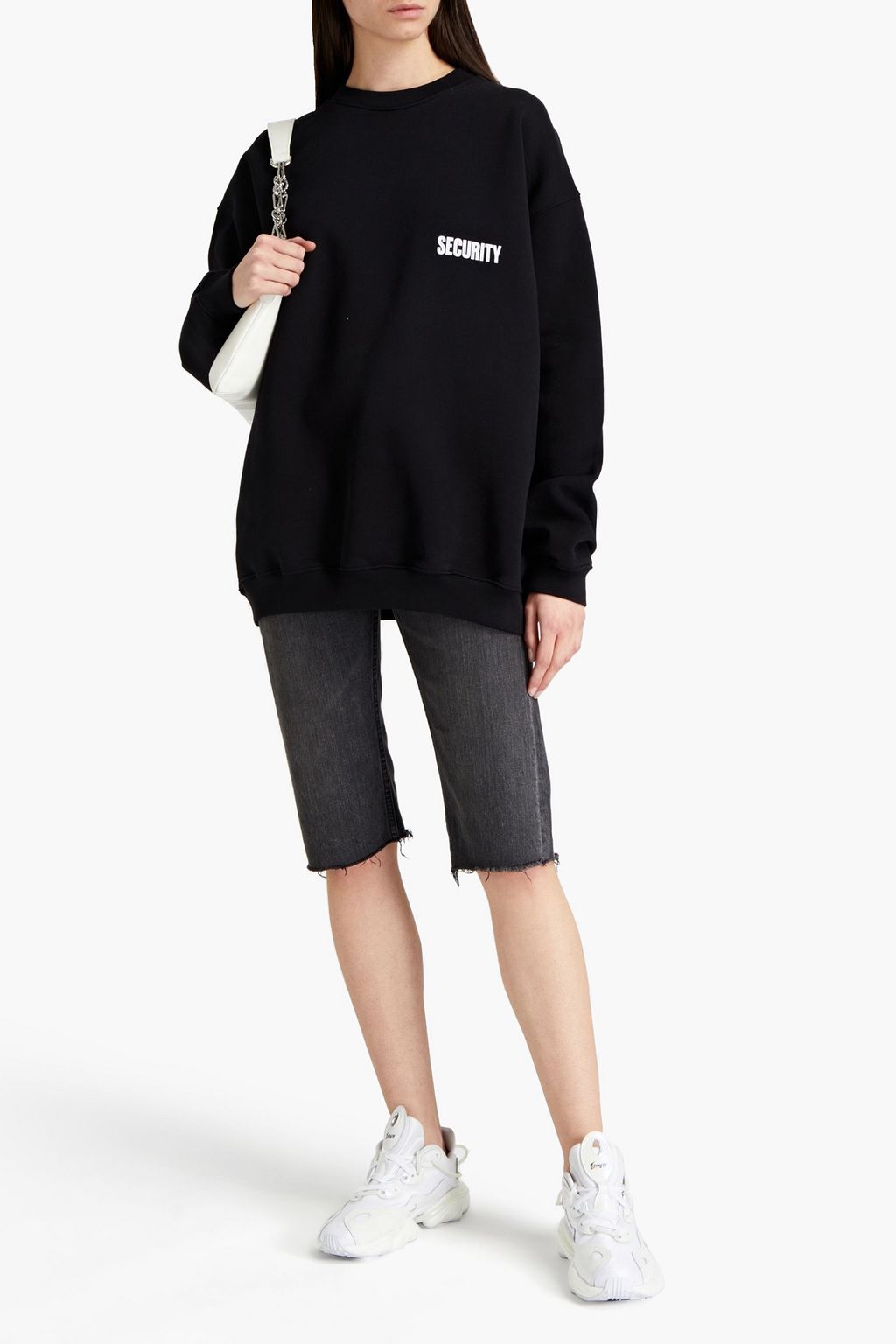 VETEMENTS Oversized printed French cotton-blend terry sweatshirt