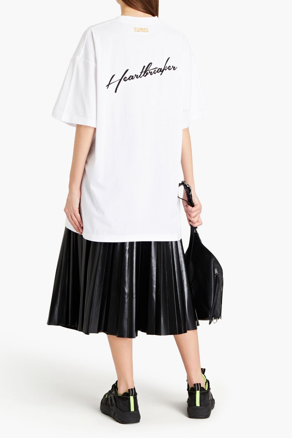 VETEMENTS Oversized glittered printed cotton-jersey T-shirt