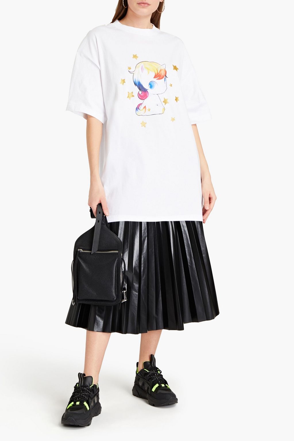 VETEMENTS Oversized glittered printed cotton-jersey T-shirt