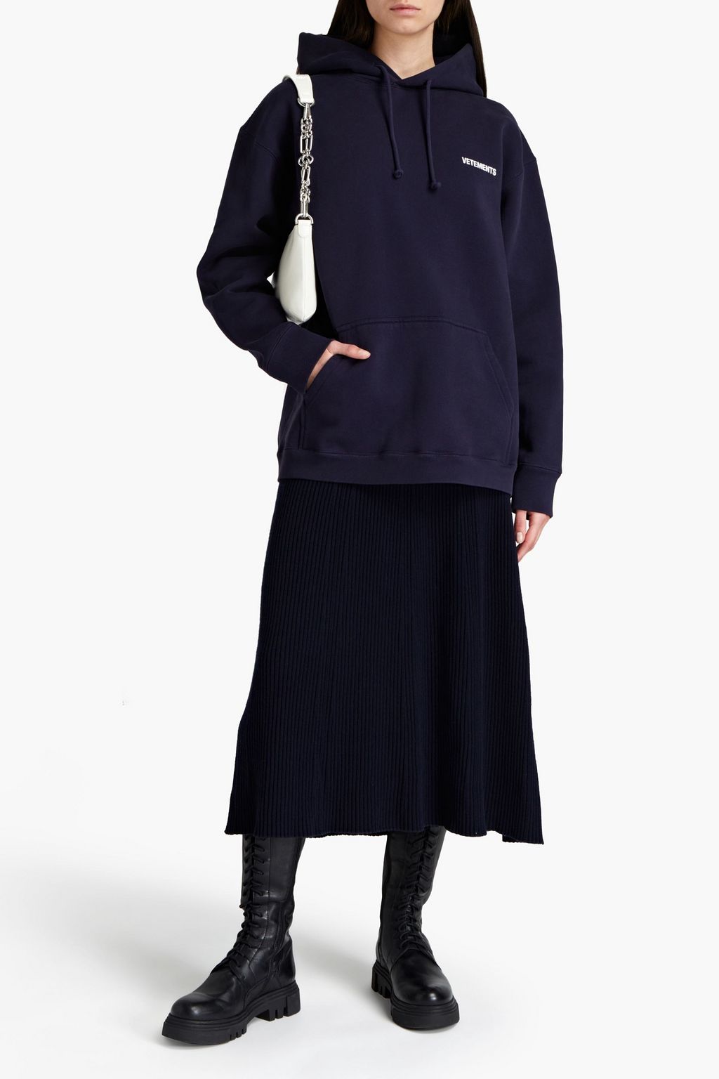 VETEMENTS Oversized printed French cotton-blend terry hoodie