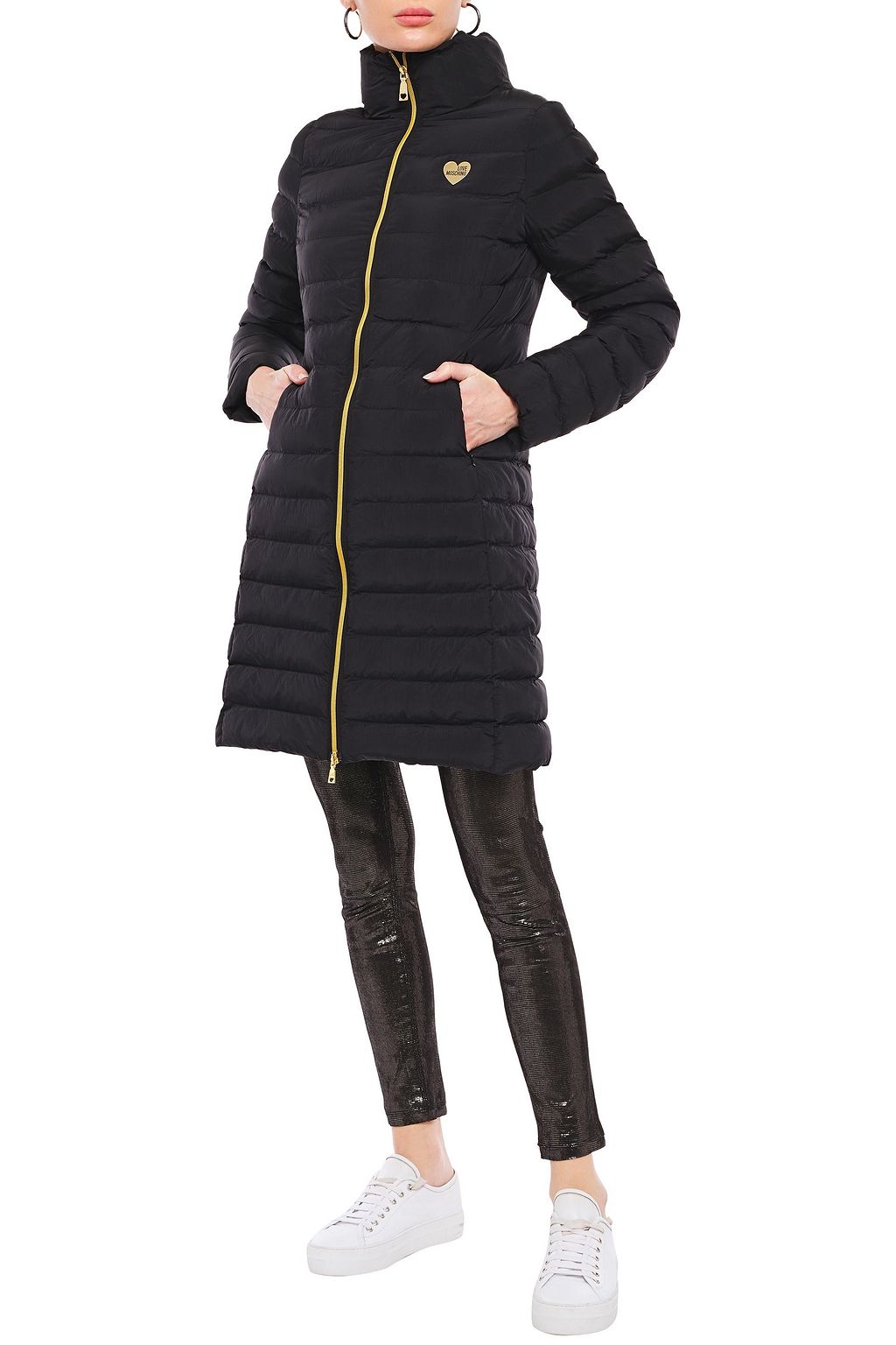 LOVE MOSCHINO Appliquéd quilted shell coat