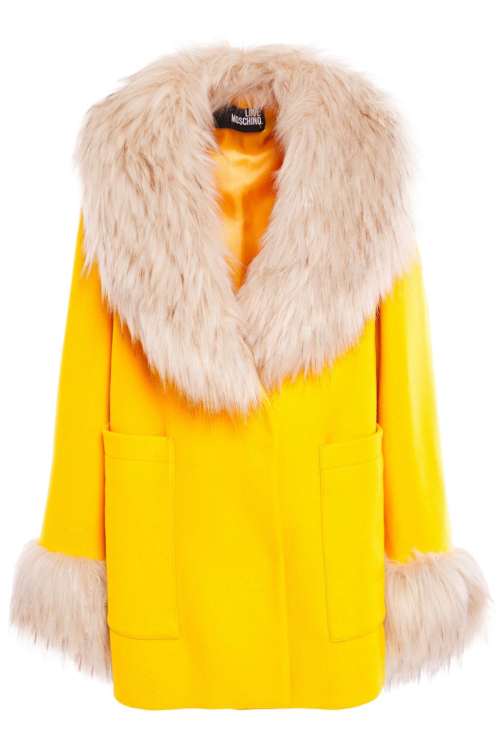 moschino faux fur coat