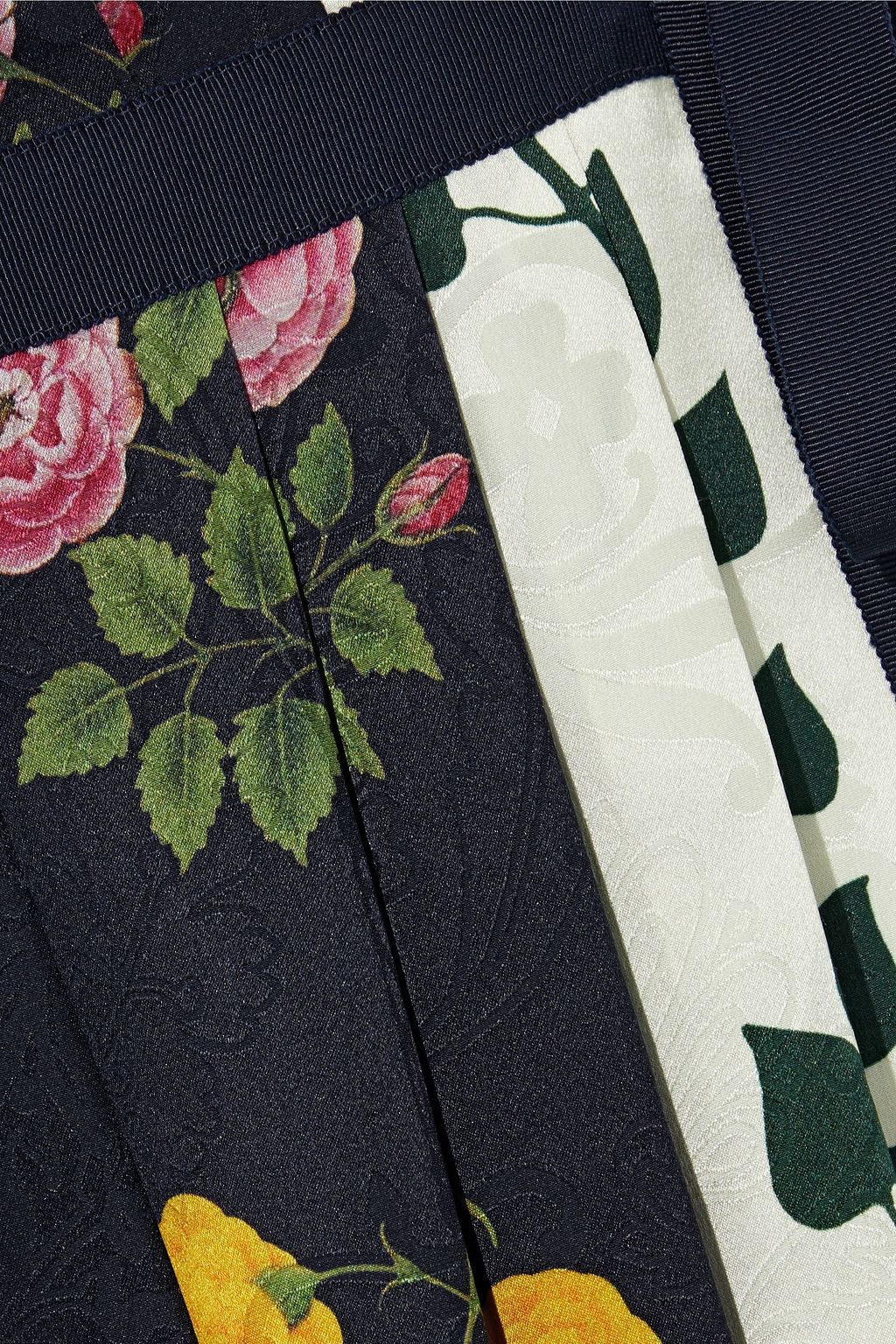 OSCAR DE LA RENTA Floral-print silk-jacquard midi wrap skirt