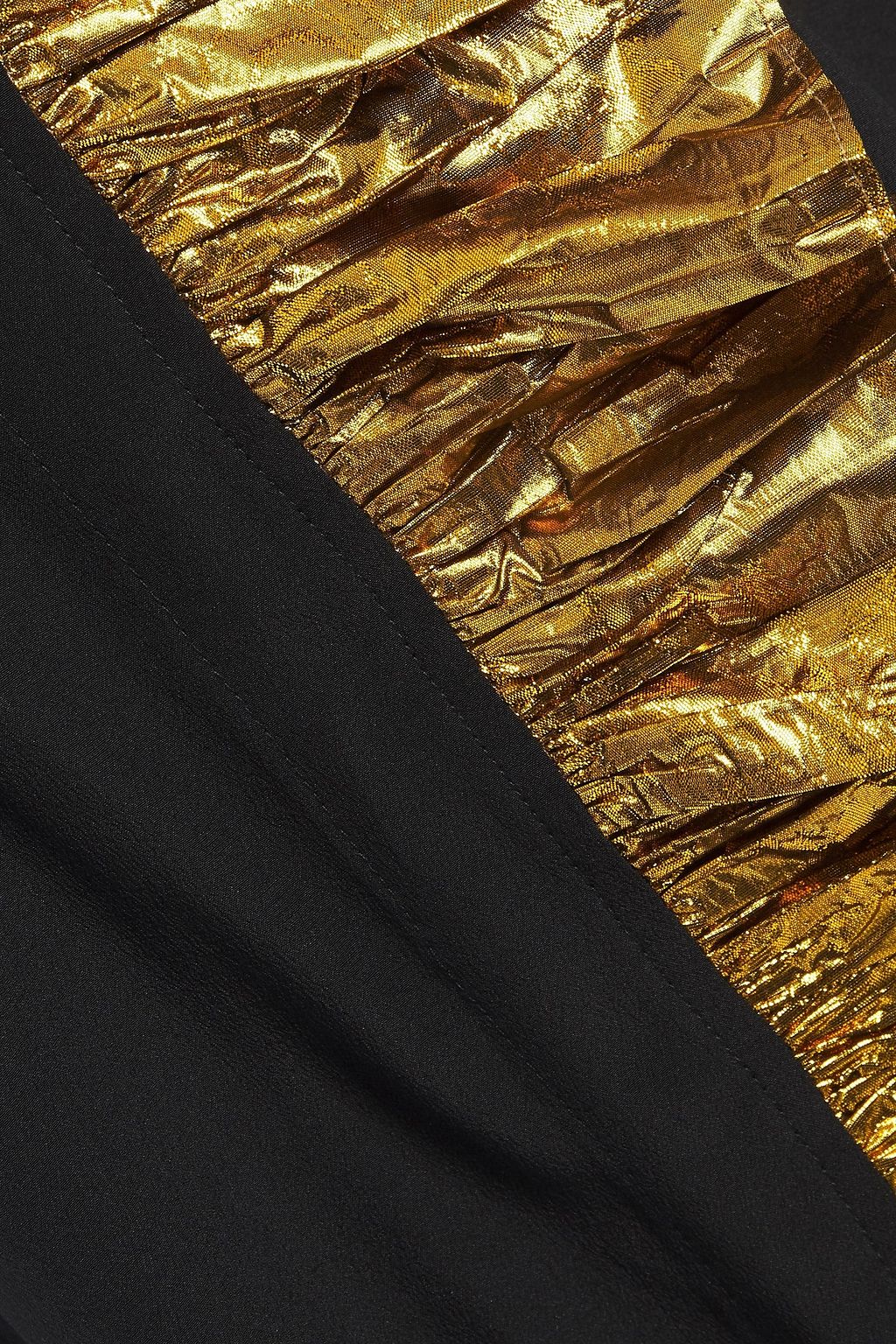 STELLA MCCARTNEY Metallic ruffle-trimmed silk crepe de chine blouse