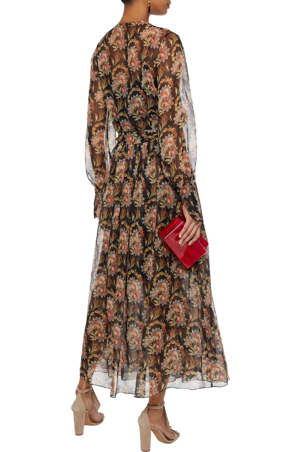 OSCAR DE LA RENTA Wrap-effect floral-print silk-chiffon maxi dress
