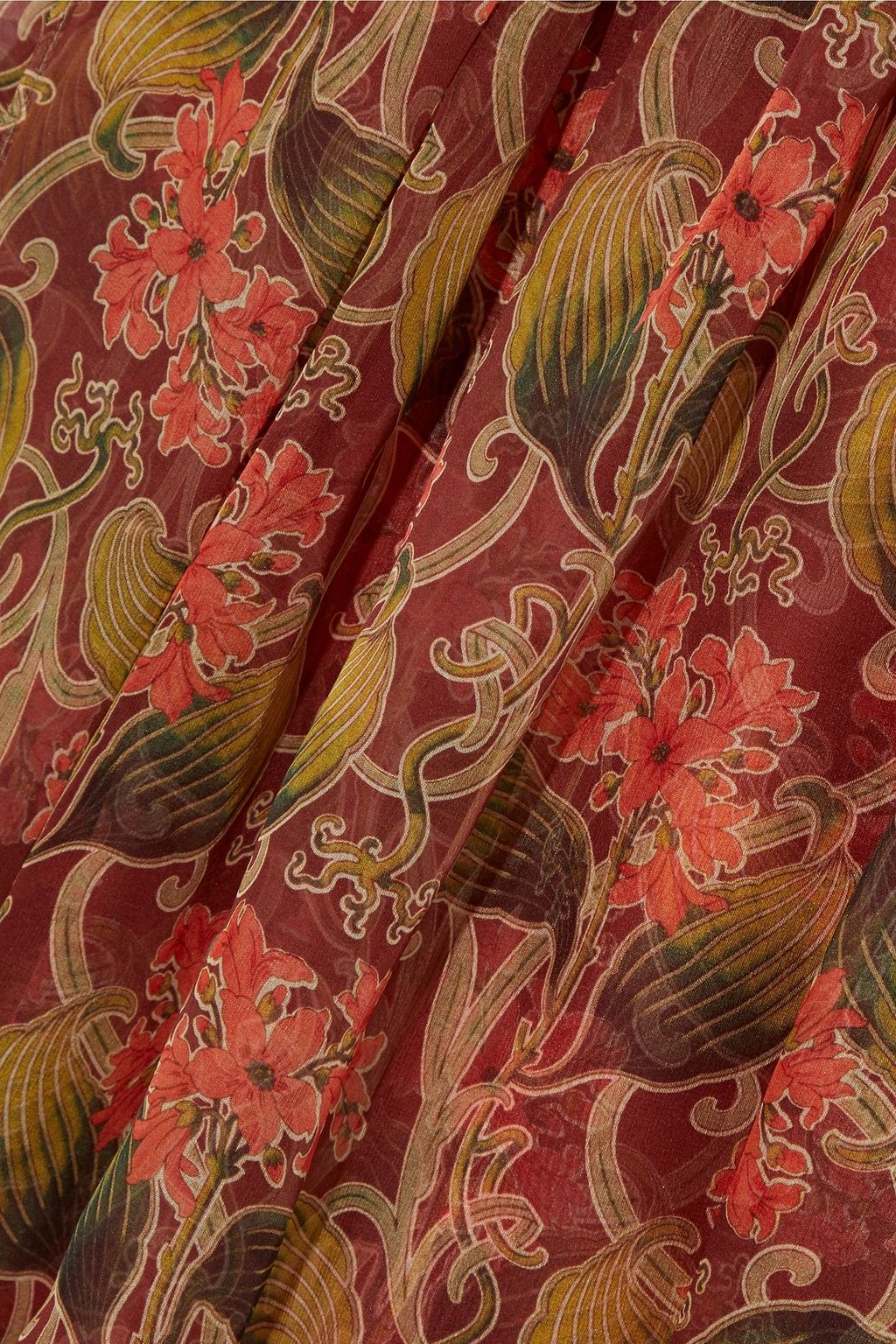OSCAR DE LA RENTA Pussy-bow pleated floral-print silk-chiffon mini dress