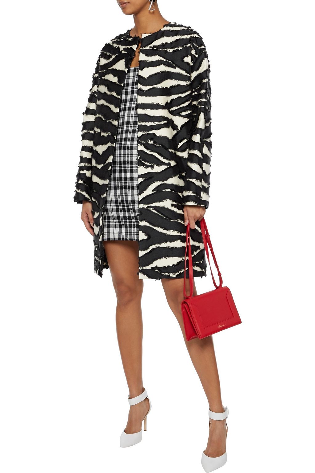 OSCAR DE LA RENTA Fil coupé zebra-jacquard coat