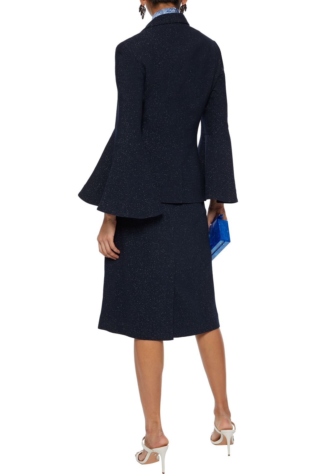 OSCAR DE LA RENTA Metallic wool-blend crepe blazer