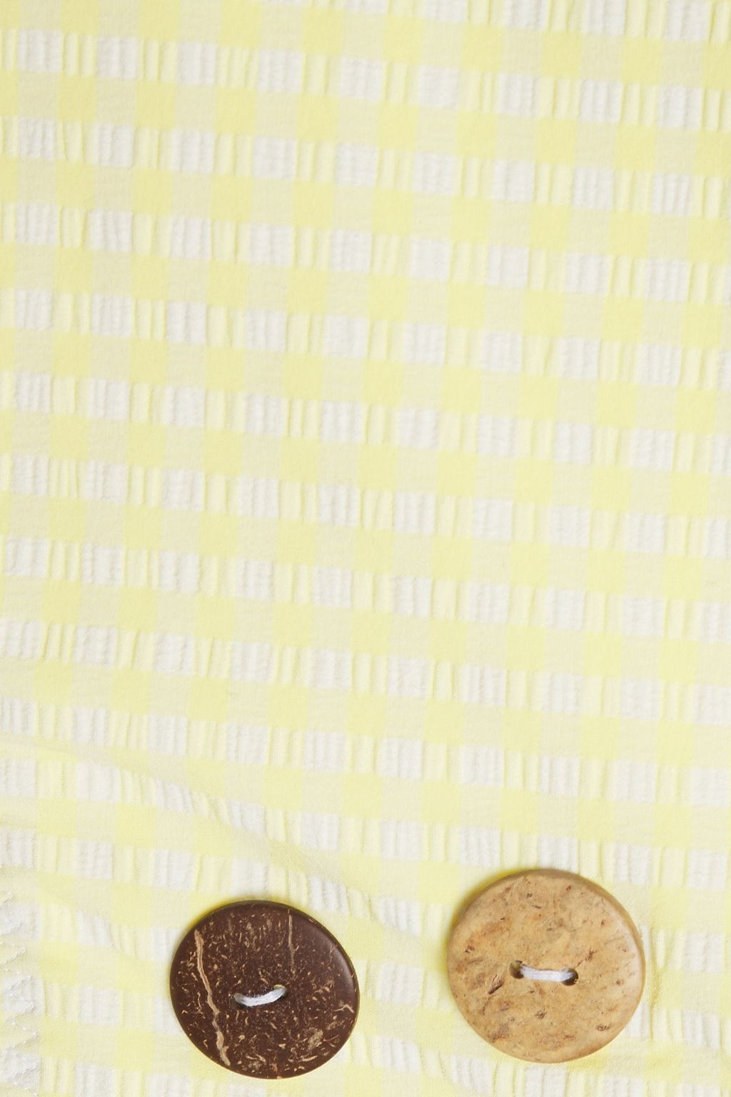 TIGERLILY Button-embellished checked seersucker bikini top