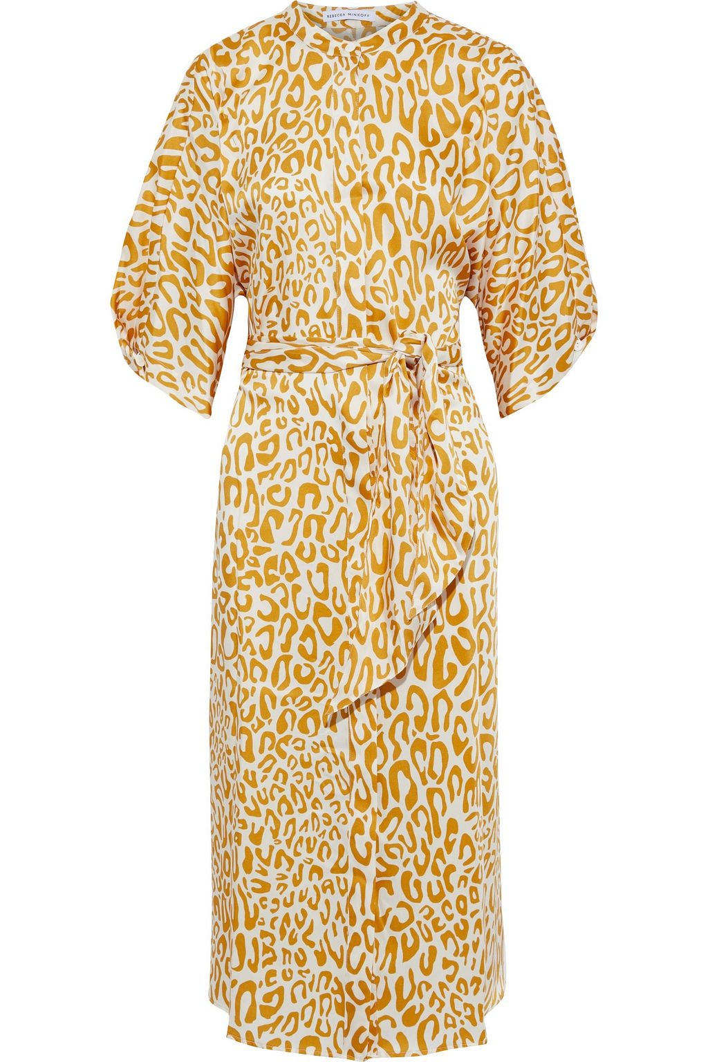 Animal print Nicholette belted printed satin-twill midi ...