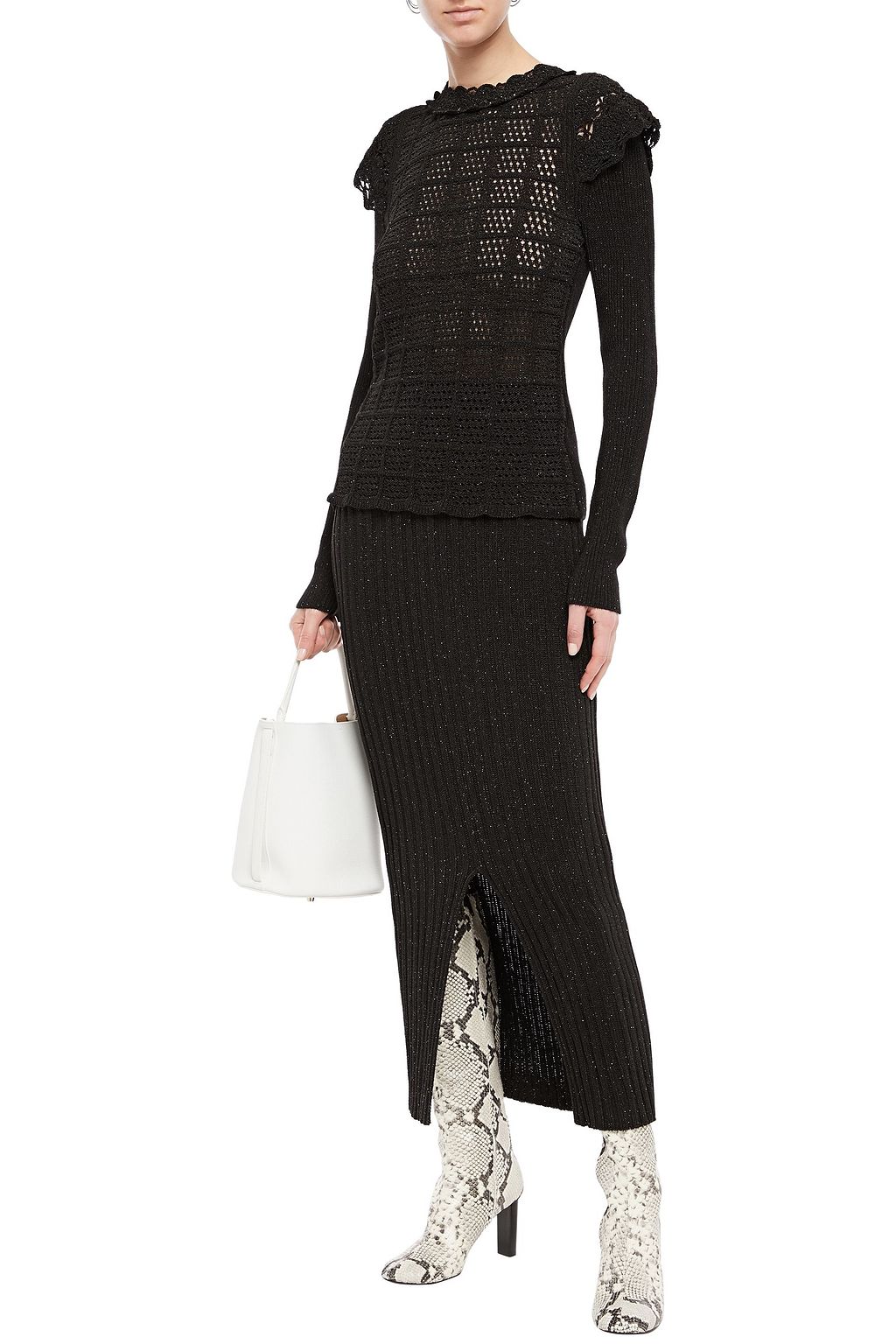 SEE BY CHLOÉ Ruffled pointelle-knit sweater