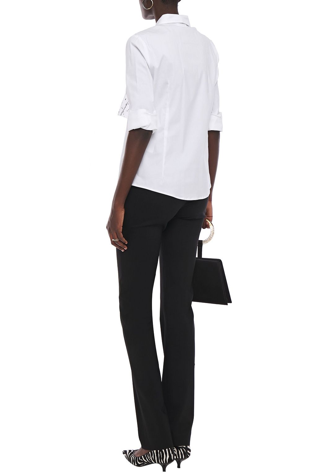 REDVALENTINO Point d'esprit-trimmed cotton Oxford and poplin shirt