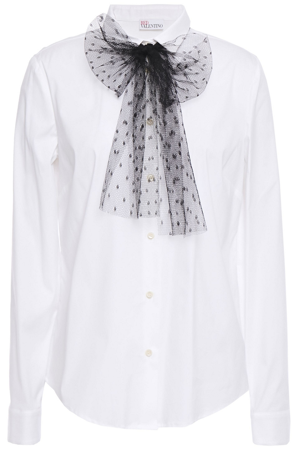 redvalentino - point d'esprit-trimmed cotton oxford and poplin shirt - white - it 42
