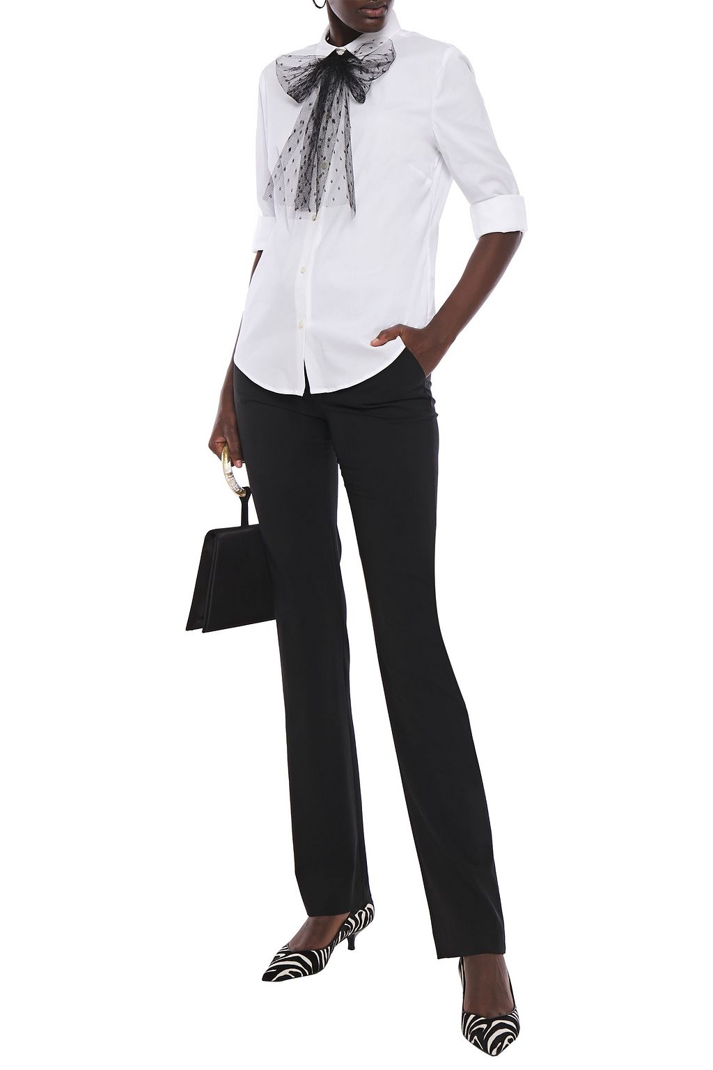 REDVALENTINO Point d'esprit-trimmed cotton Oxford and poplin shirt