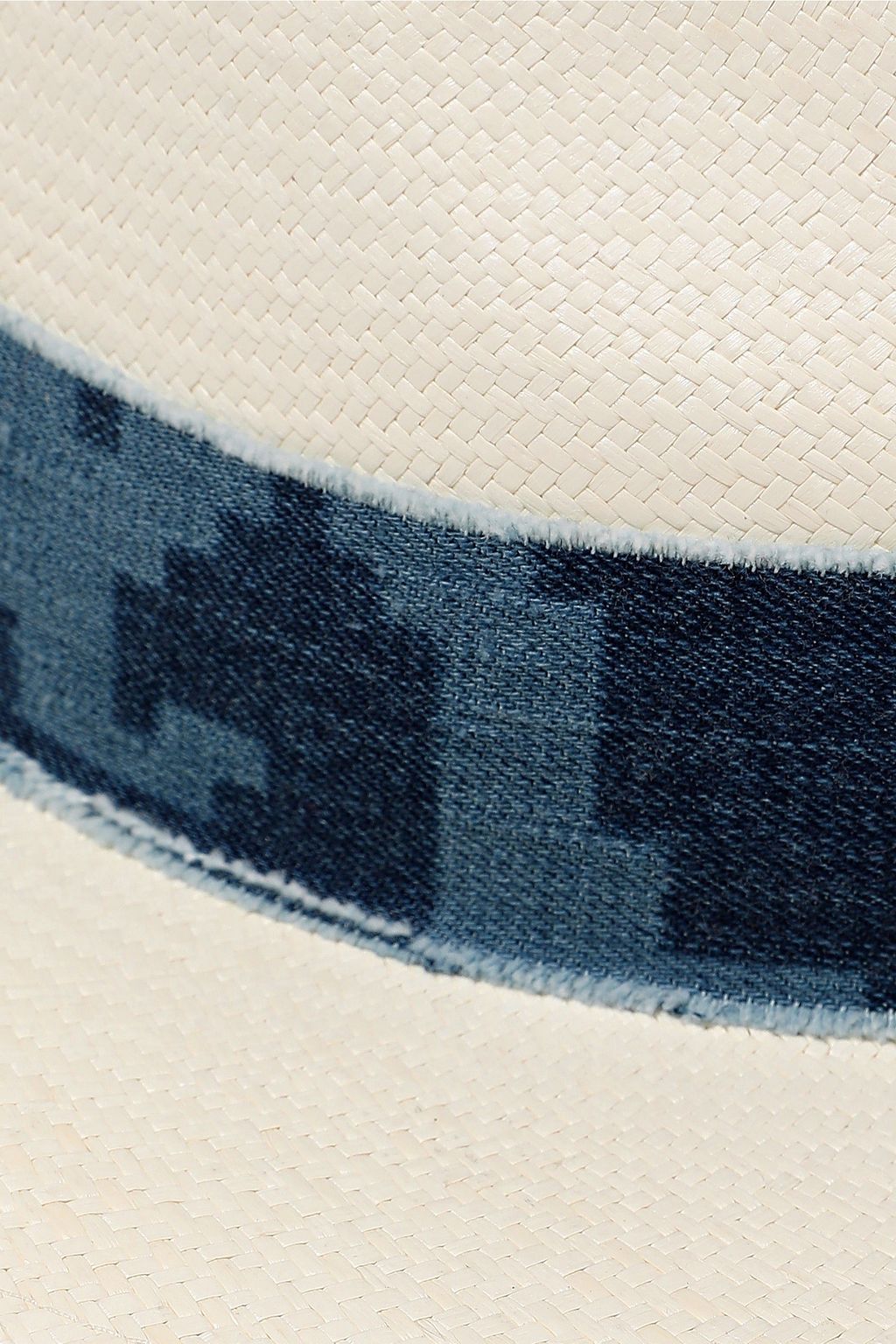 RAG & BONE Denim-trimmed straw Panama hat