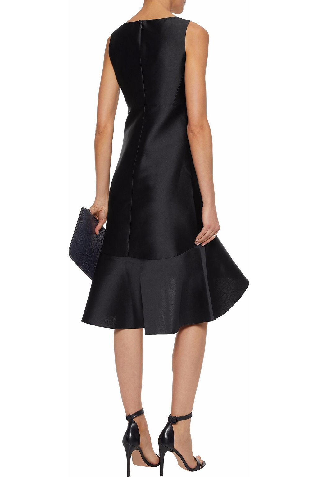 IRIS & INK Mara fluted satin-twill dress